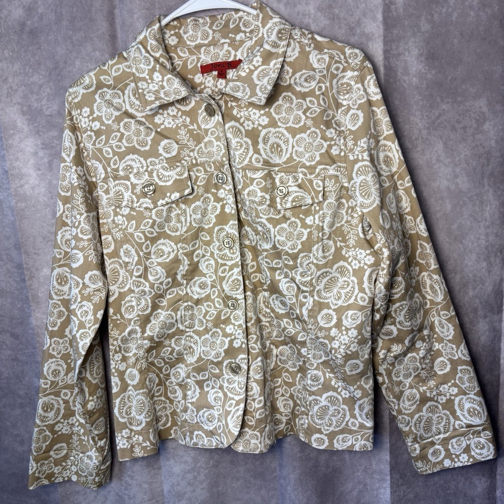 Joni B Tan Flower Women's Medium‎ Button Down Blazer/Jacket